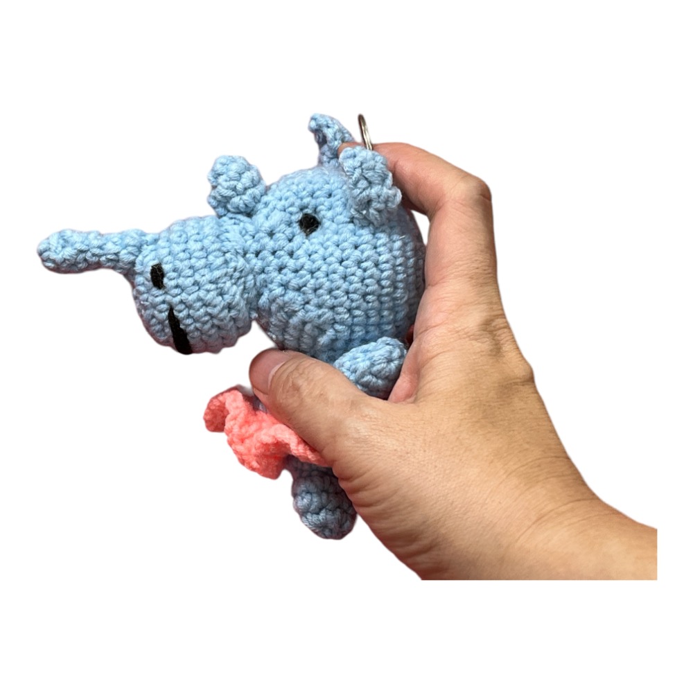 毛線鉤織 犀牛寶寶 掛飾 鑰匙公仔-細節圖2