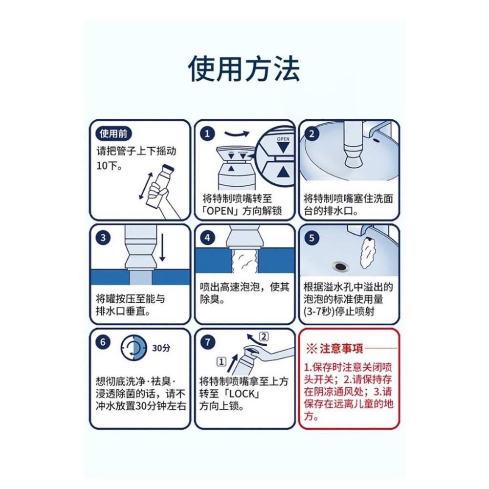 日本 管道除臭劑 消臭 99%殺菌 按壓泡沫管道清潔 泡沫水管疏通劑 洗手台 廚房泡沫清潔慕斯 水管去味除臭 500ML-細節圖9