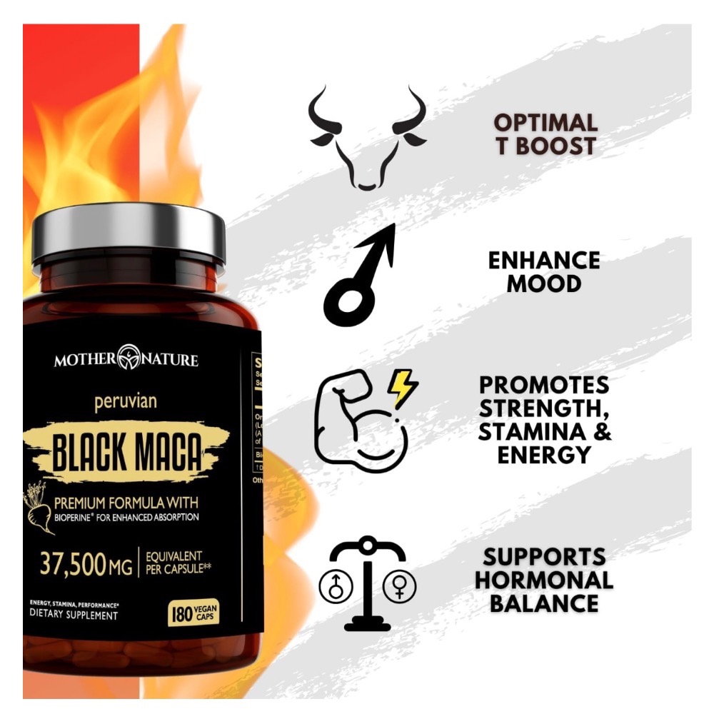 『美國原裝預購』MotherNature peruvian Maca 秘魯有機黑瑪卡 男性保養 最高劑量37500mg-細節圖2