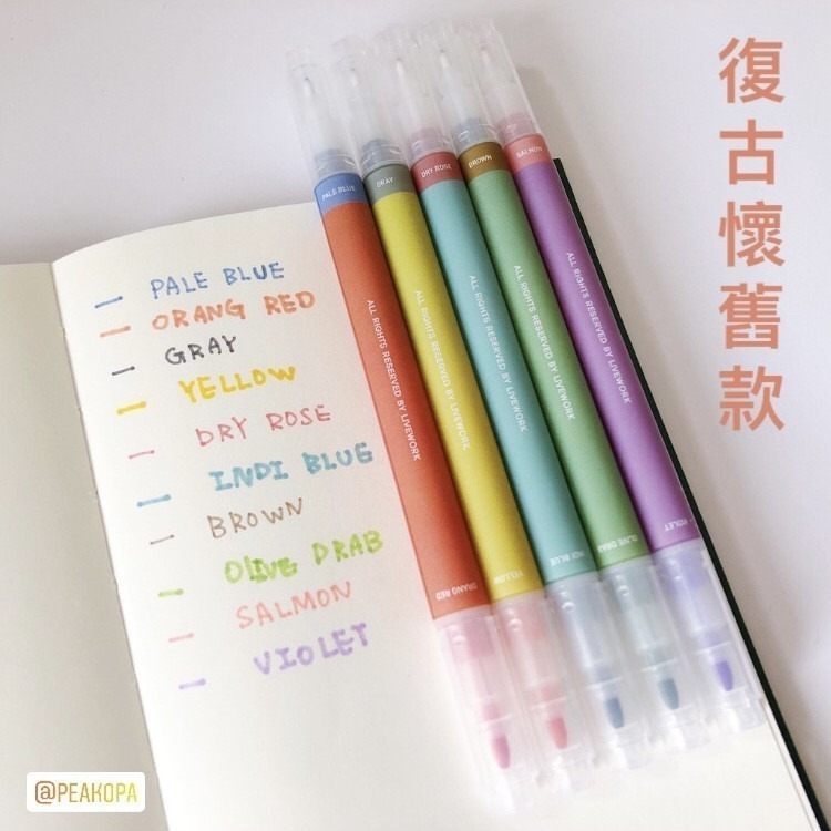 [韓國文創-現貨] 📝 Livework XL01 雙頭雙色筆組(5支) 螢光筆 重點筆 韓國文具 文具-細節圖6