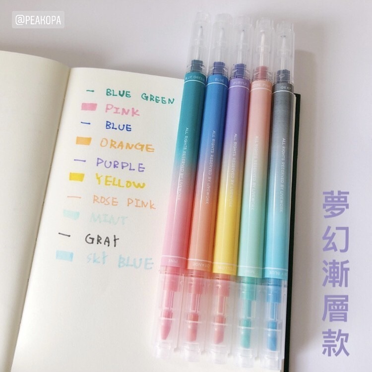 [韓國文創-現貨] 📝 Livework XL01 雙頭雙色筆組(5支) 螢光筆 重點筆 韓國文具 文具-細節圖7