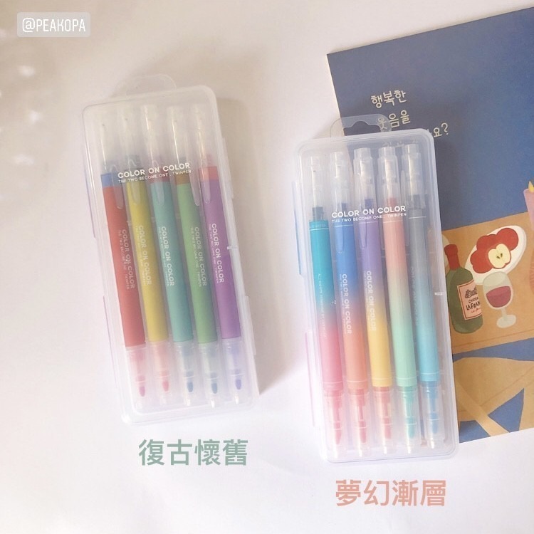 [韓國文創-現貨] 📝 Livework XL01 雙頭雙色筆組(5支) 螢光筆 重點筆 韓國文具 文具-細節圖9