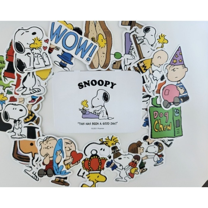 [韓國文創-現貨]  🥜  XP02 PEANUTS 史努比貼紙鐵盒組 史努比 鐵盒 貼紙 Snoopy 造型貼紙-細節圖2