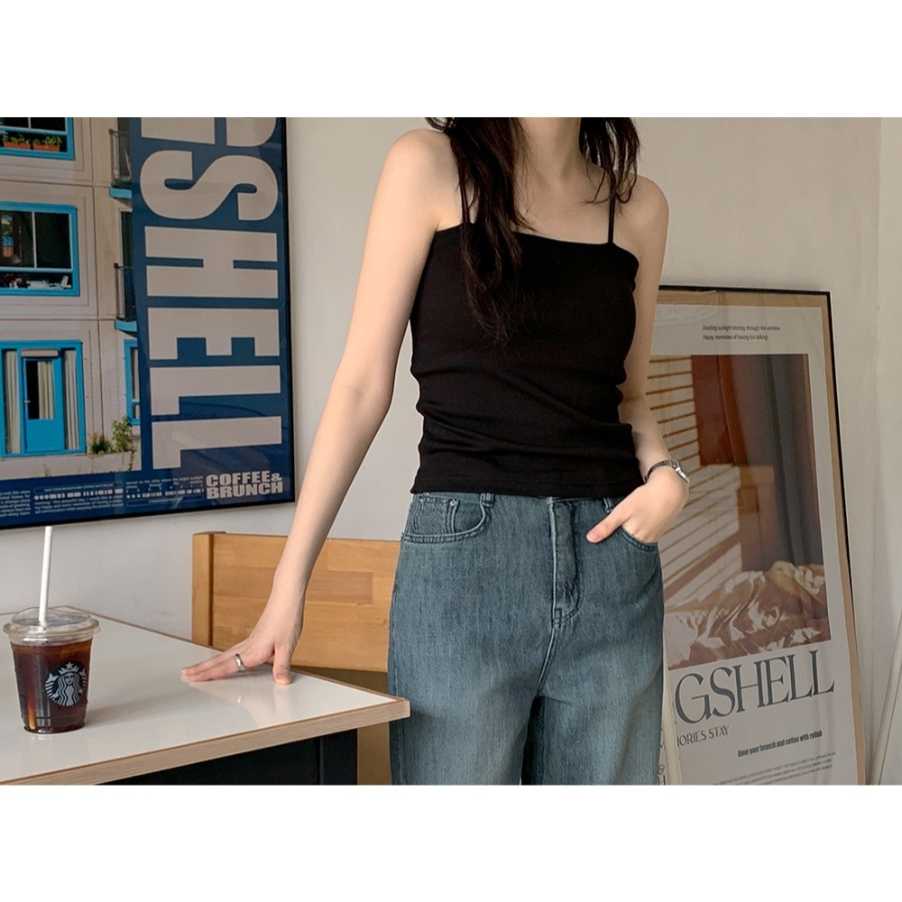 🇰🇷［韓妞穿搭-現貨］A047 98度C Bar細肩帶背心 98doci 背心 細肩 上衣 bar top-細節圖4