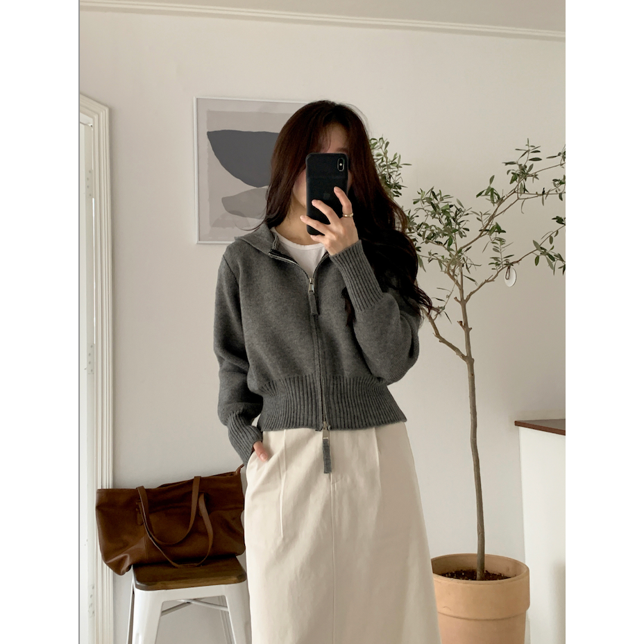 🇰🇷［韓妞穿搭-現貨］ A039 短版連帽外套 98doci 氣質 秋冬穿搭 秋季 外套 連帽外套 短版外套-細節圖3