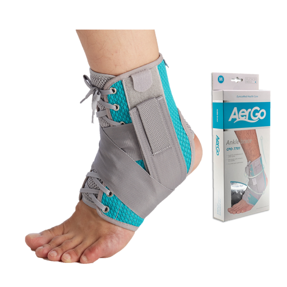 【Aergo】加強型護踝(CPO-7701)(腳踝關節支撐保護/兩側塑膠夾板固定/透氣網布/抽繩綁帶)-細節圖2
