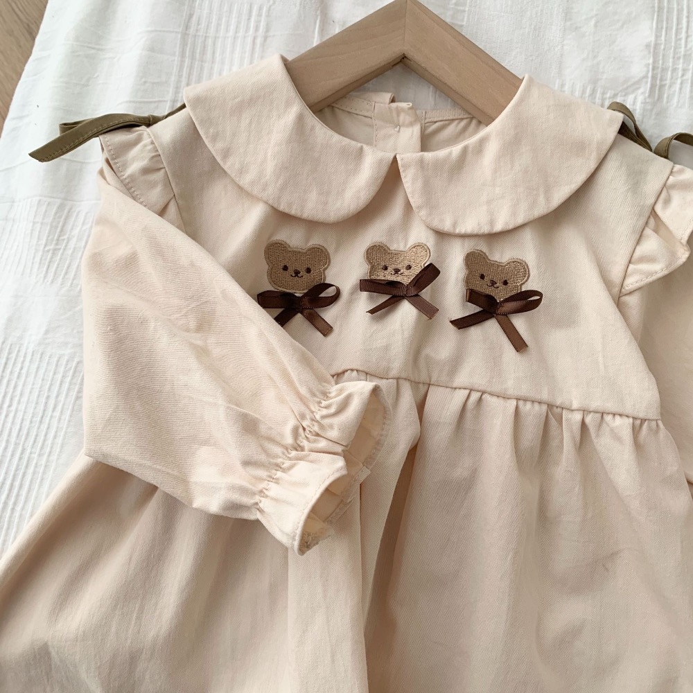 早寶貝》2309🍁  套裝 女童 男童 小熊襯衣 0-6歲 韓國童裝 寶寶 娃娃領襯衫 兒童森系 內搭CY871-細節圖8