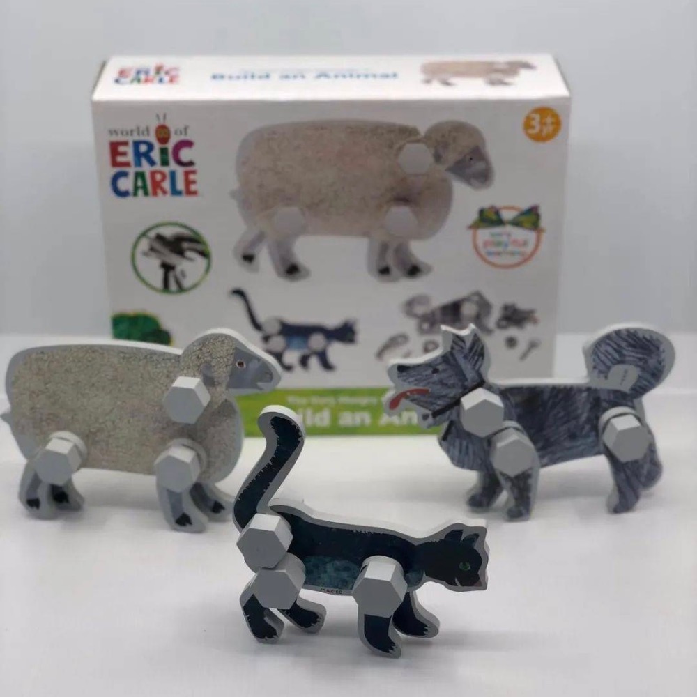Eric Carle 艾瑞卡爾 《好餓的毛毛蟲》 動物拼裝組 螺絲木頭玩具🐑🐷🐄🐺🐱-細節圖3