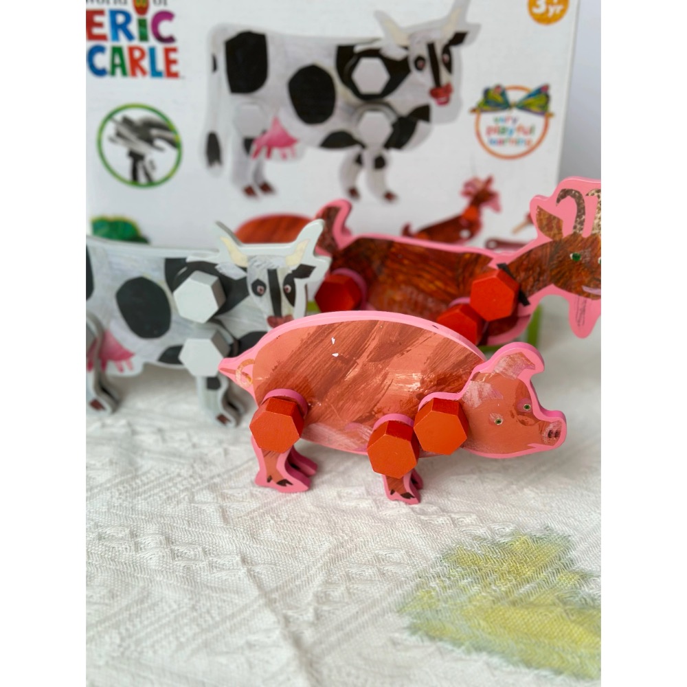 Eric Carle 艾瑞卡爾 《好餓的毛毛蟲》 動物拼裝組 螺絲木頭玩具🐑🐷🐄🐺🐱-細節圖7