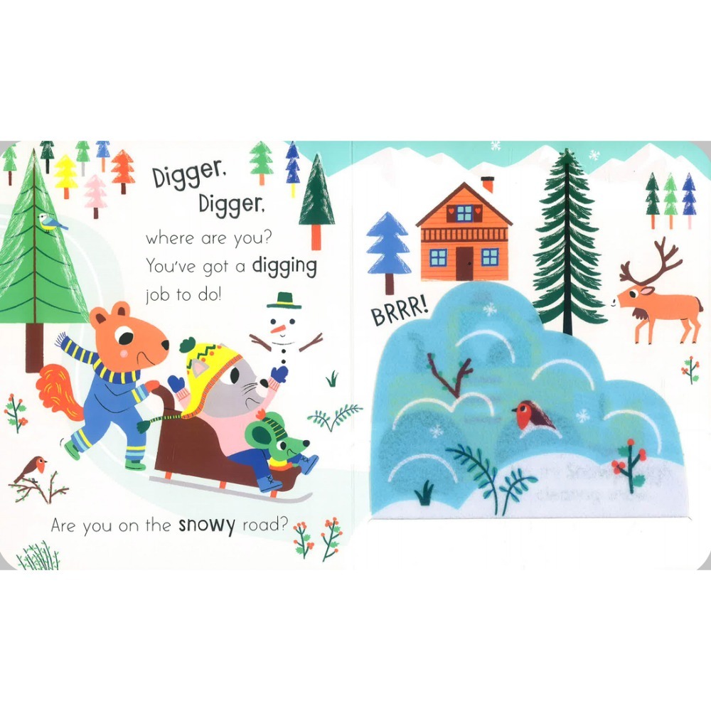 【英文】I Found You! Little Digger 翻翻書｜觸摸布翻頁書｜工程車繪本｜幼兒英文啟蒙｜硬頁書-細節圖4
