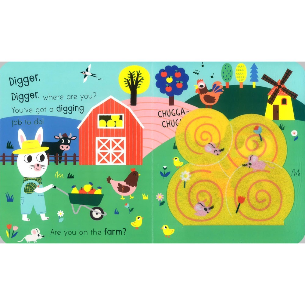 【英文】I Found You! Little Digger 翻翻書｜觸摸布翻頁書｜工程車繪本｜幼兒英文啟蒙｜硬頁書-細節圖5