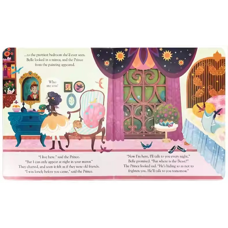 【英文】Beauty & the Beast 美女與野獸 洞洞書 翻翻書 Usborne童話繪本 硬頁書-細節圖2