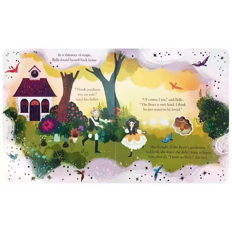 【英文】Beauty & the Beast 美女與野獸 洞洞書 翻翻書 Usborne童話繪本 硬頁書-細節圖3