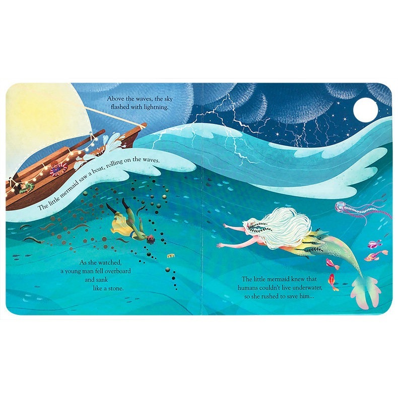 【英文】The Little Mermaid 小美人魚 洞洞書 翻翻書 Usborne童話繪本 硬頁書-細節圖6