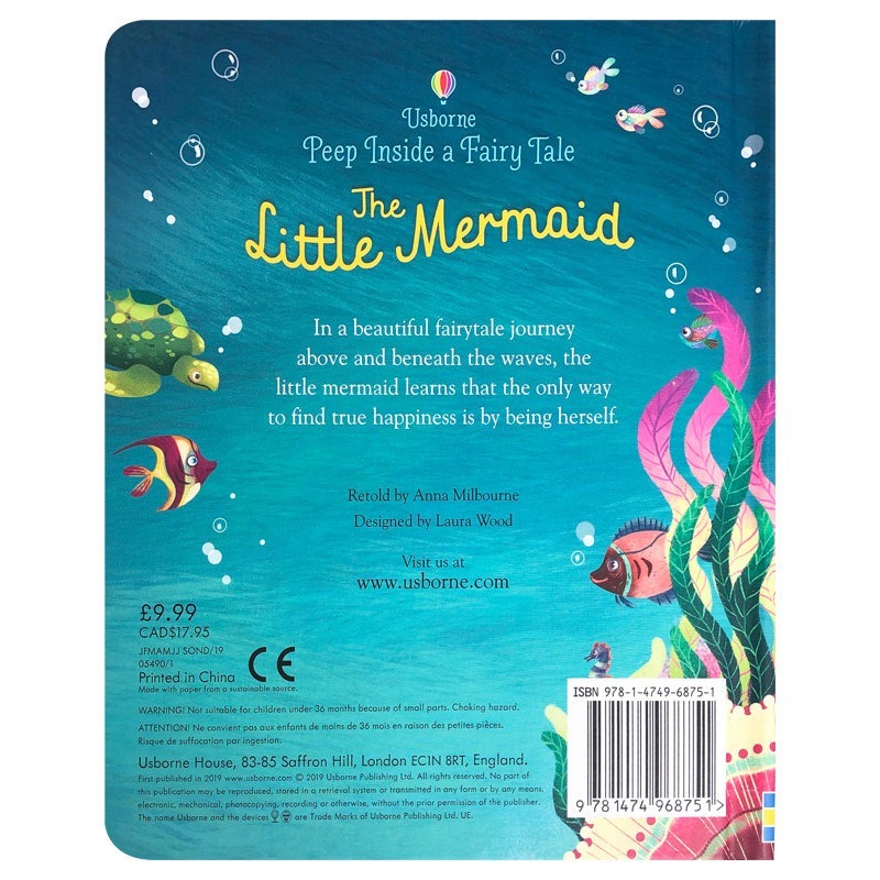【英文】The Little Mermaid 小美人魚 洞洞書 翻翻書 Usborne童話繪本 硬頁書-細節圖7