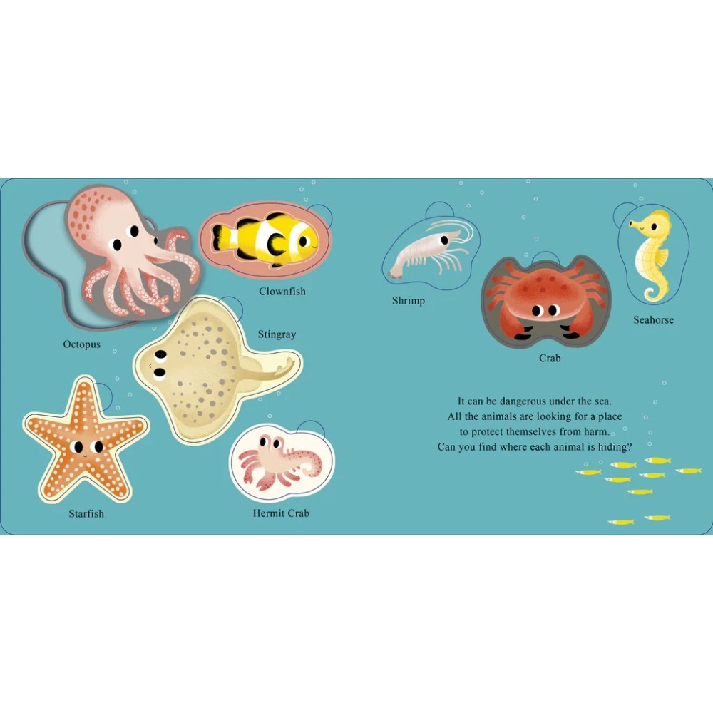 【英文】Who Is Hiding in the Sea? 海洋 翻翻書 配對遊戲 硬頁書-細節圖3