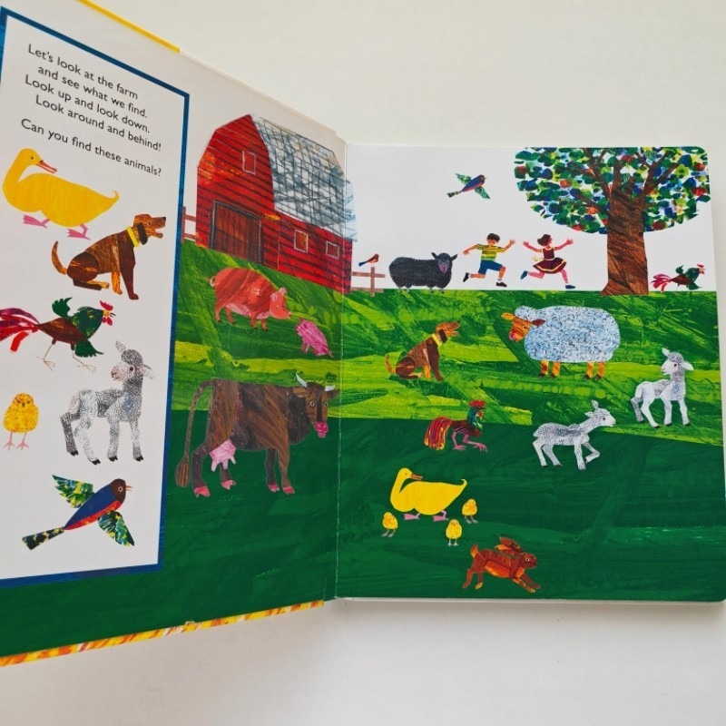 【英文】Around the Farm 漫步農場 艾瑞卡爾Eric Carle 專注力訓練 硬頁書 找找書-細節圖3