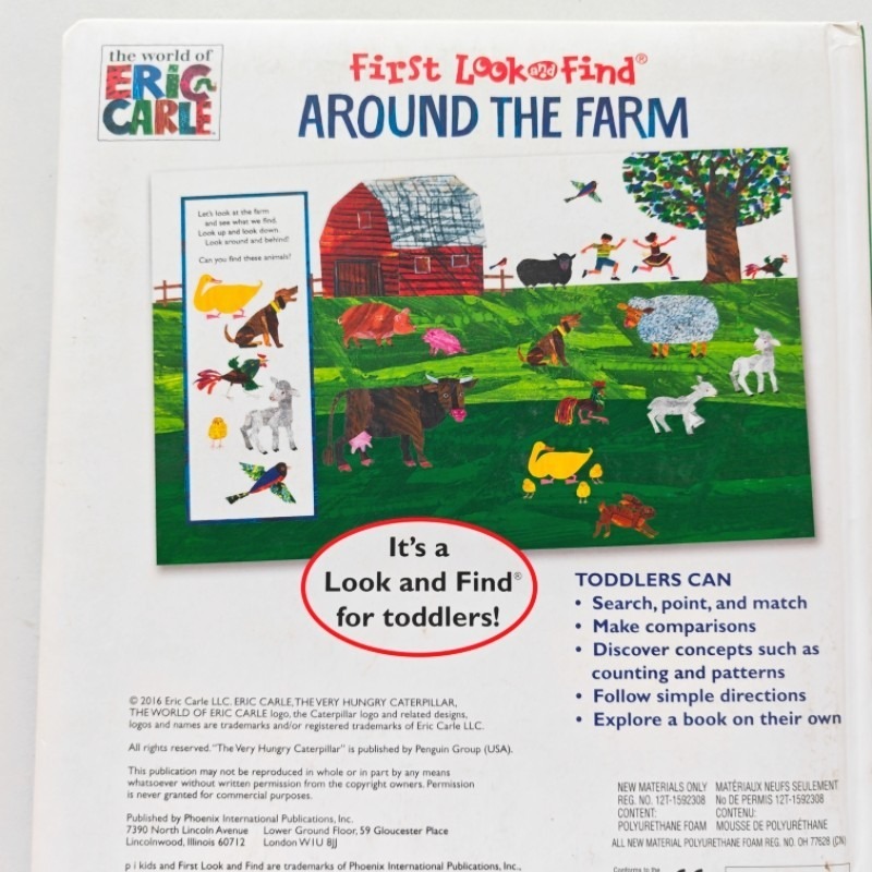 【英文】Around the Farm 漫步農場 艾瑞卡爾Eric Carle 專注力訓練 硬頁書 找找書-細節圖6