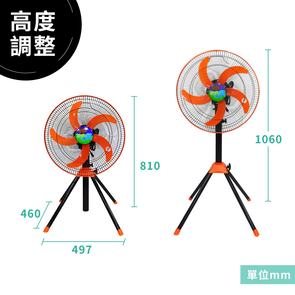 涼風爽18吋四腳工業立扇 工業扇 電扇 電風扇TY-184台灣製造 可調高度-細節圖6