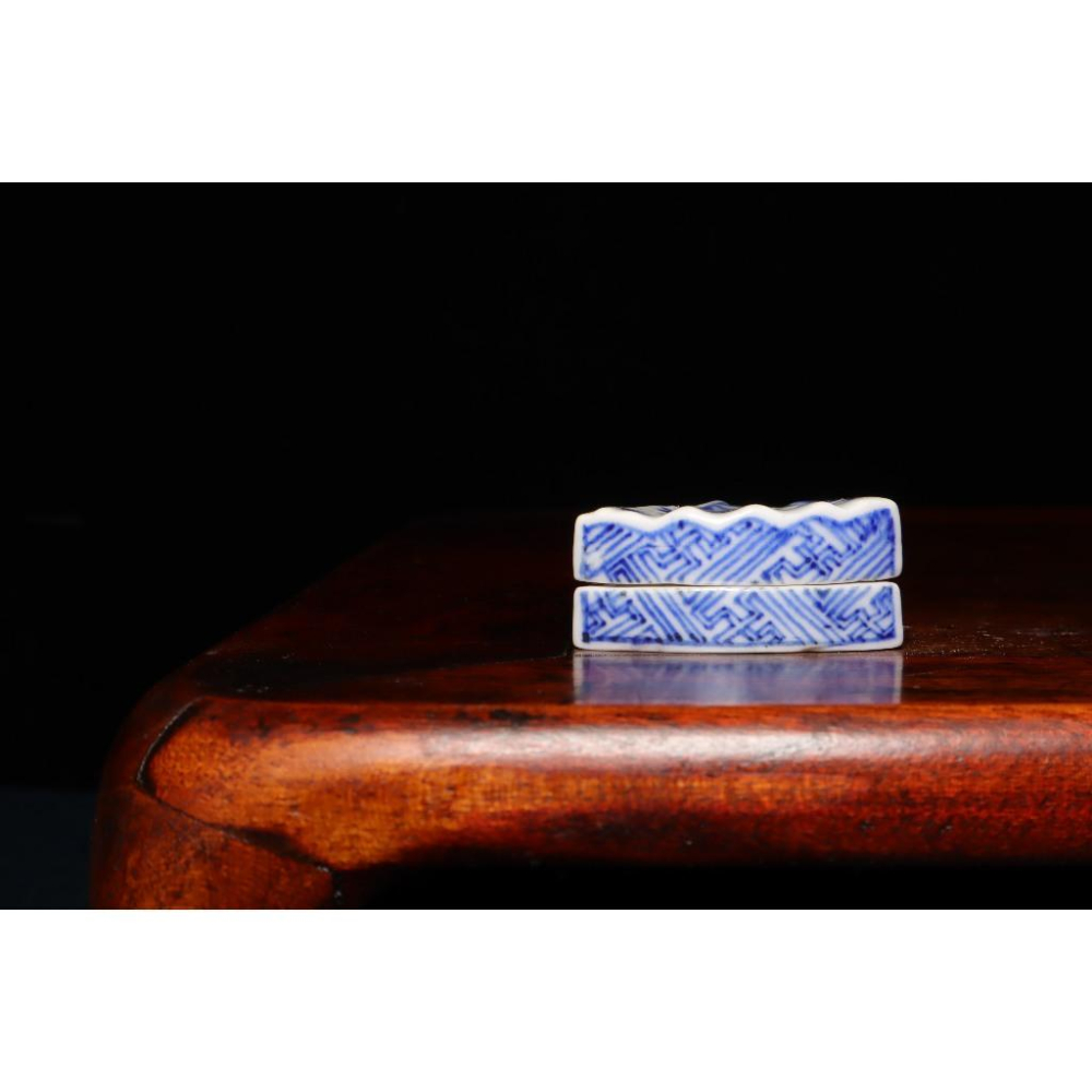 《部町》日本 大明成化年款 青花扇形香盒｜抹茶 茶道具 茶道 花道 花藝 神社 京都 古董 茶碗 茶杯-細節圖3