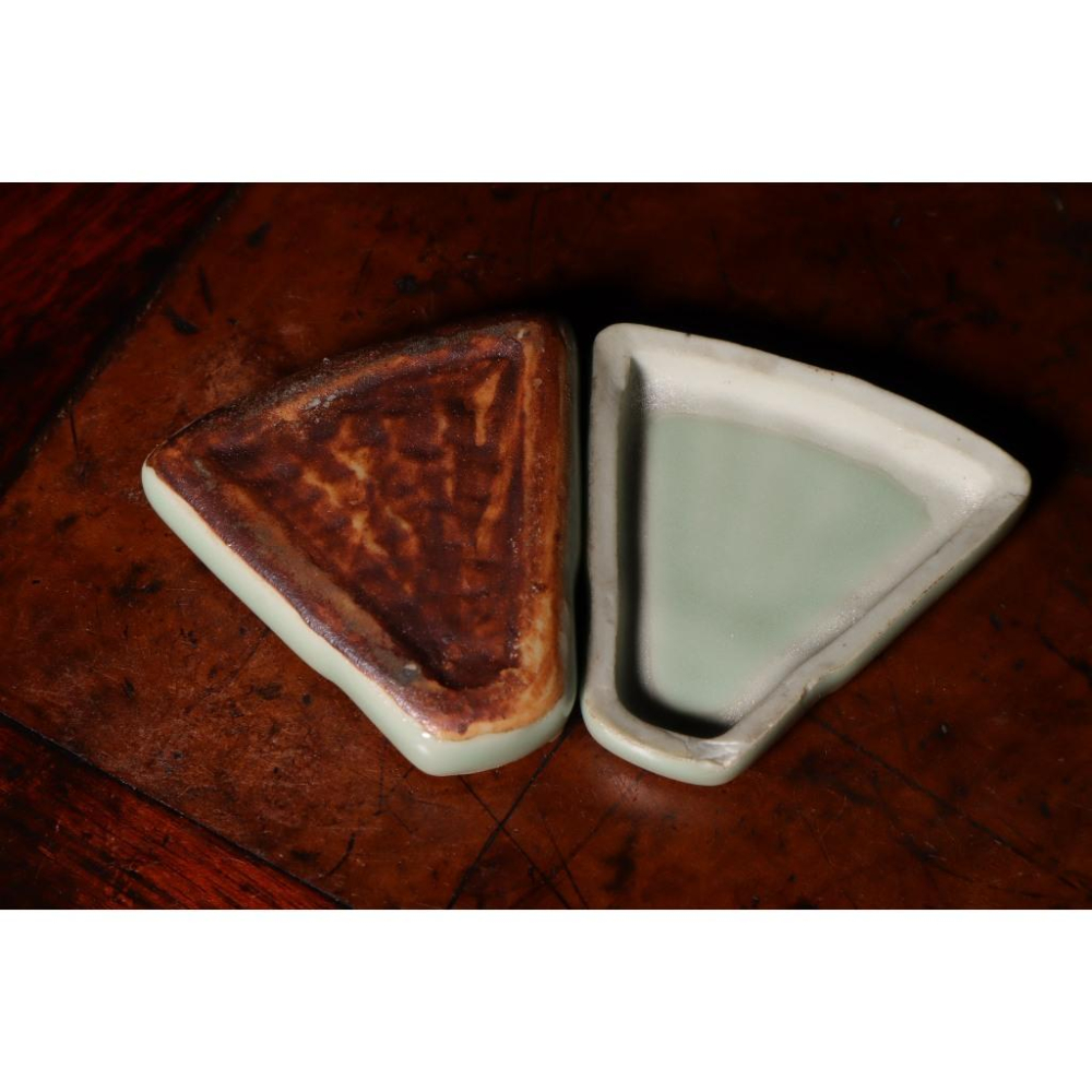 《部町》日本 青瓷扇形香盒｜抹茶 茶道具 茶道 花道 花藝 神社 京都 古董 茶碗 茶杯-細節圖7