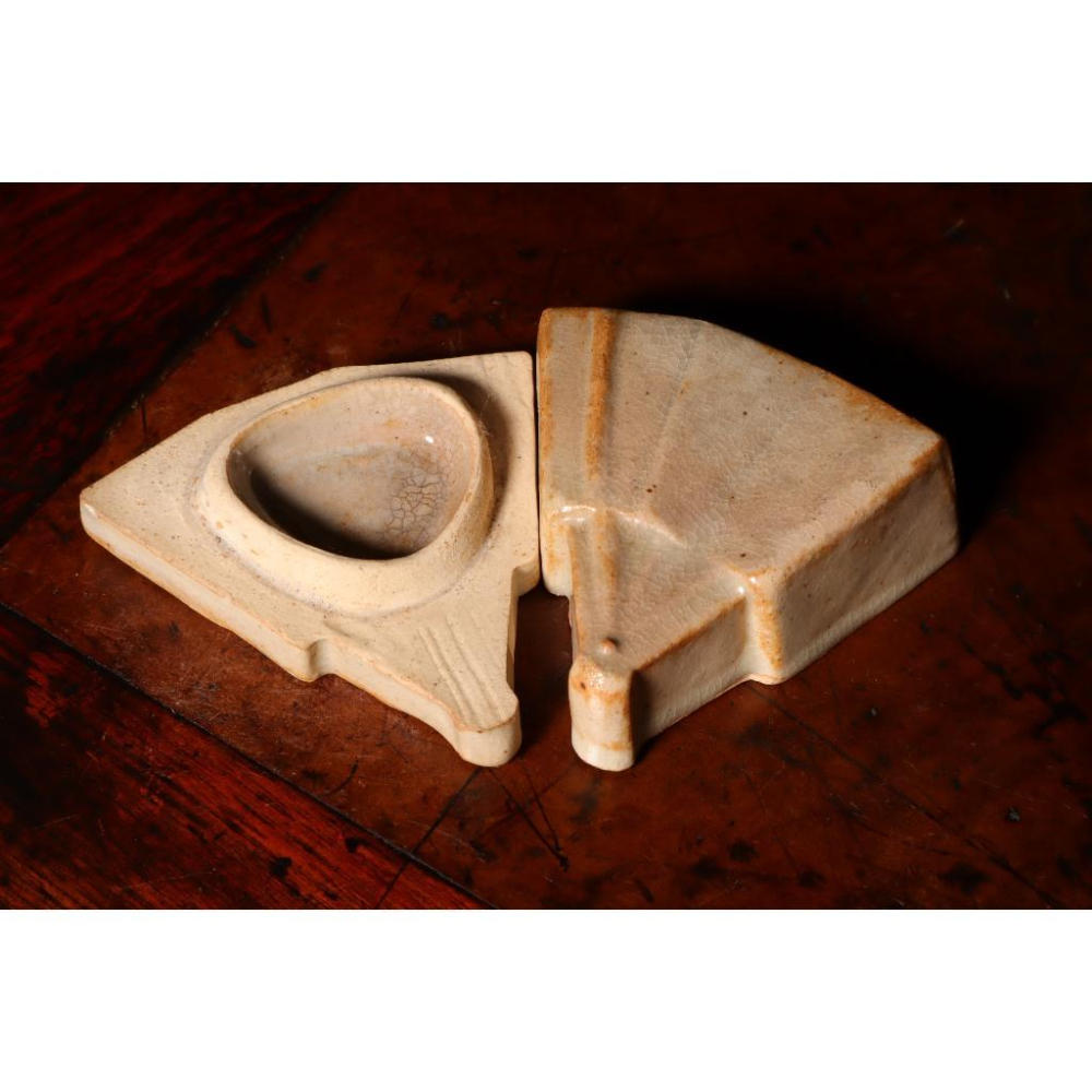 《部町》日本 松月款 萩燒扇形香盒｜抹茶 茶道具 茶道 花道 花藝 神社 京都 古董 茶碗 茶杯-細節圖6