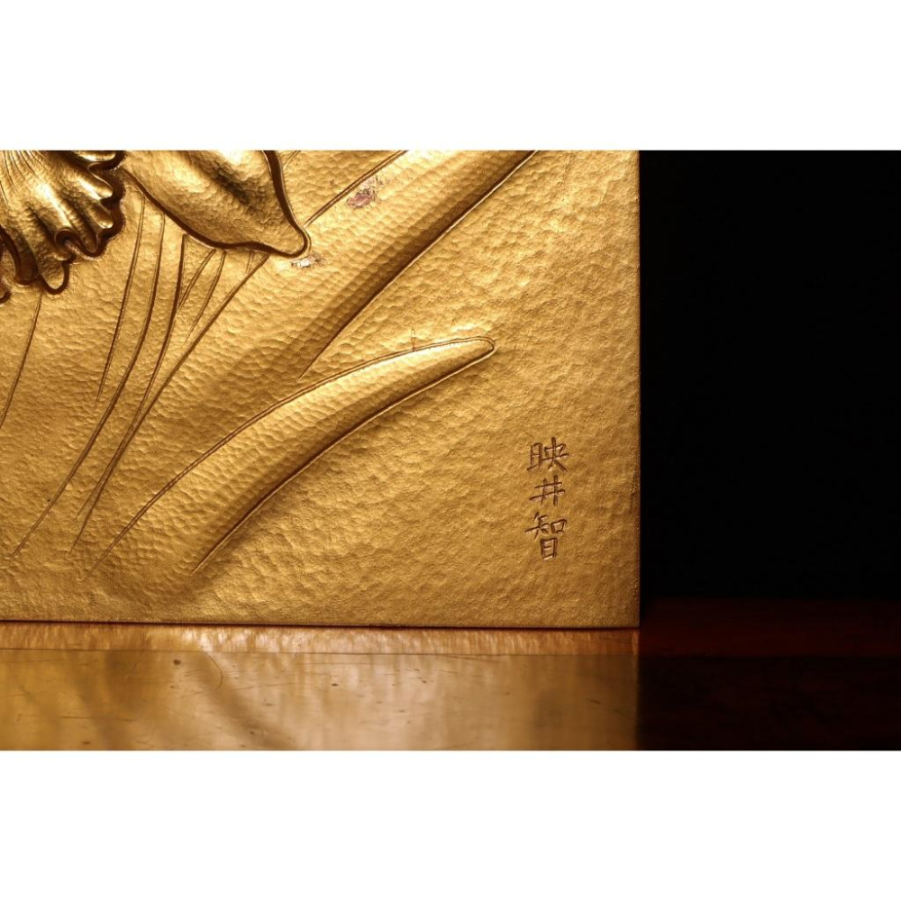 《部町》日本 人間國寶 金森 映井智 雕金 鳶尾花 銅版畫｜抹茶 茶道具 茶道 花道 花藝 神社 京都 古董 茶碗 茶杯-細節圖4