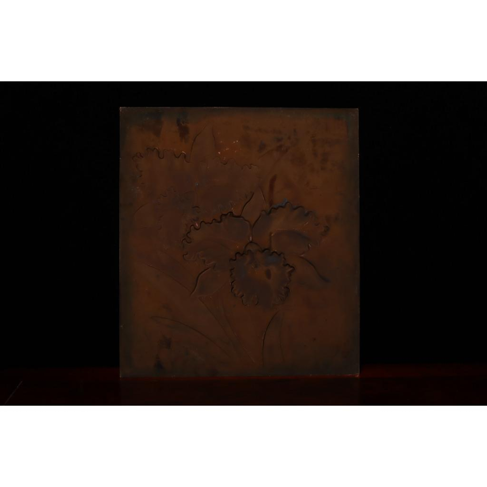 《部町》日本 人間國寶 金森 映井智 雕金 鳶尾花 銅版畫｜抹茶 茶道具 茶道 花道 花藝 神社 京都 古董 茶碗 茶杯-細節圖8