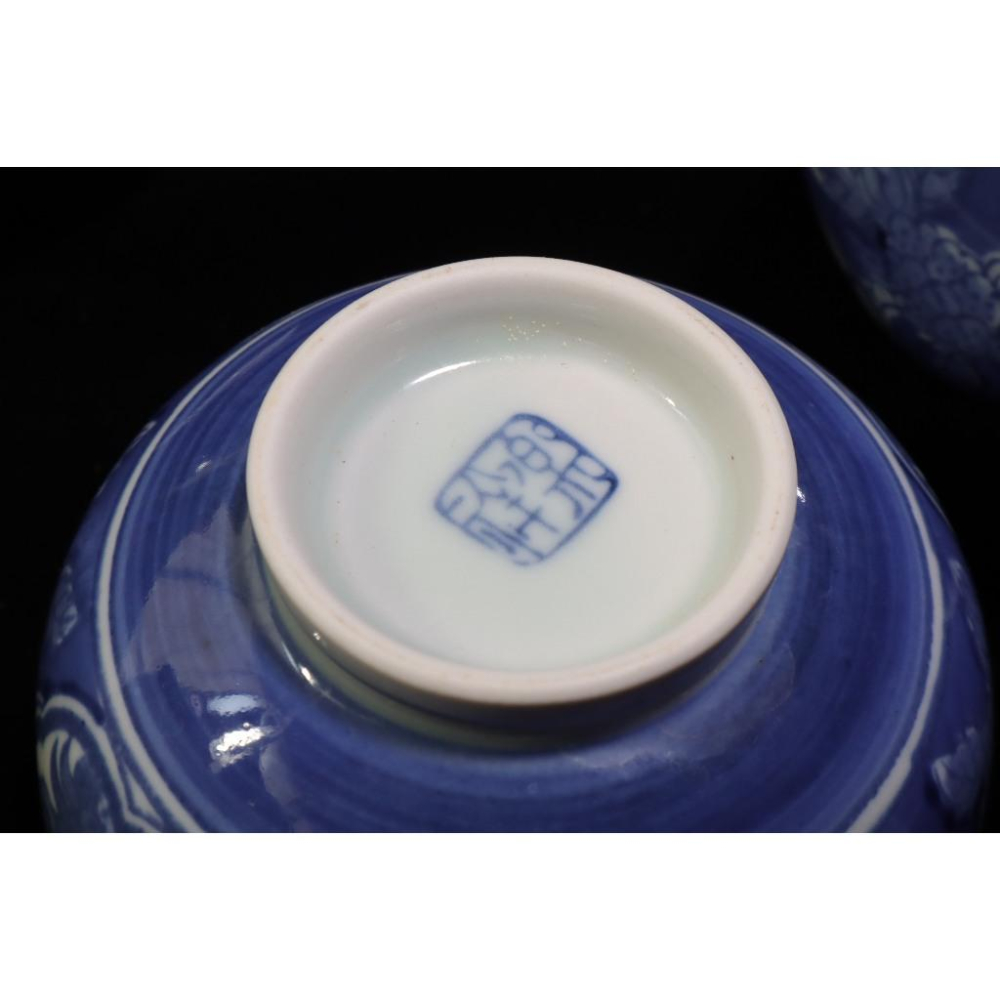 《部町》日本 有田燒 染付青花蘭草蓋茶杯 五客 附木箱｜抹茶 茶道具 茶道 花道 花藝 神社 京都 古董 茶碗 茶杯-細節圖7