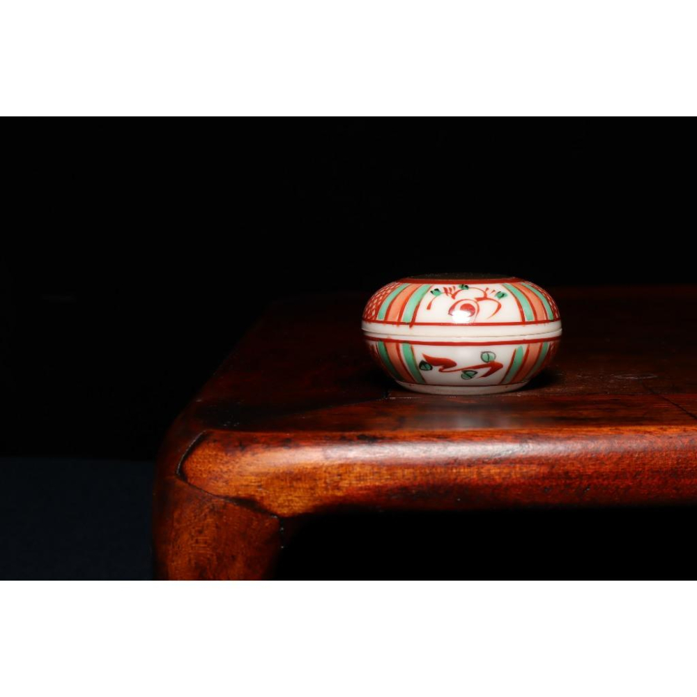 《部町》日本 洞華 吳須赤繪香盒｜抹茶 茶道具 茶道 花道 花藝 神社 京都 古董 茶碗 茶杯-細節圖3