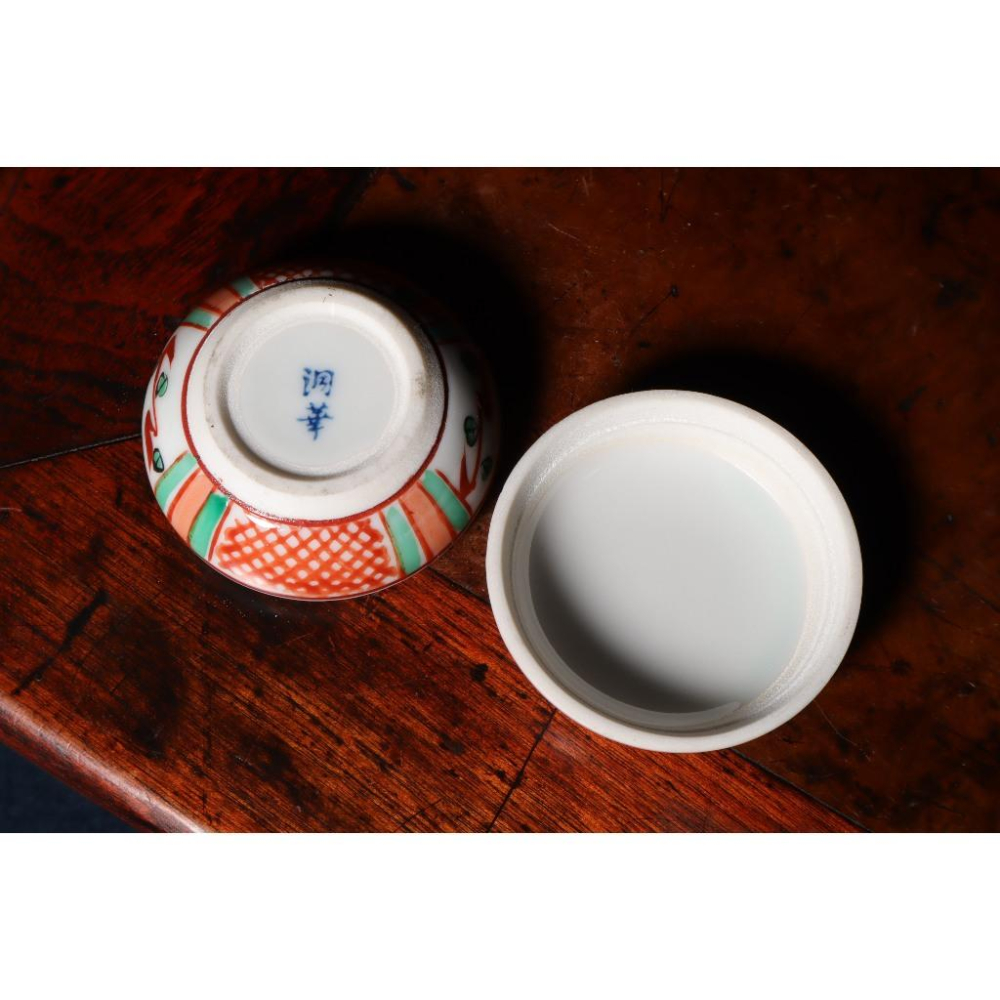 《部町》日本 洞華 吳須赤繪香盒｜抹茶 茶道具 茶道 花道 花藝 神社 京都 古董 茶碗 茶杯-細節圖7
