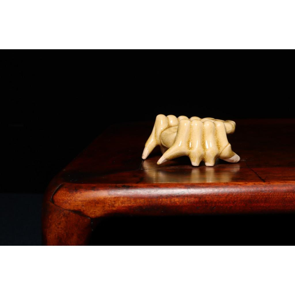 《部町》日本 黃瀨戶 螃蟹蓋置｜抹茶 茶道具 茶道 花道 花藝 神社 京都 古董 茶碗 茶杯-細節圖2