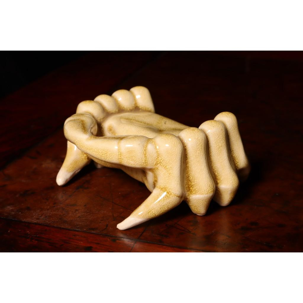 《部町》日本 黃瀨戶 螃蟹蓋置｜抹茶 茶道具 茶道 花道 花藝 神社 京都 古董 茶碗 茶杯-細節圖3