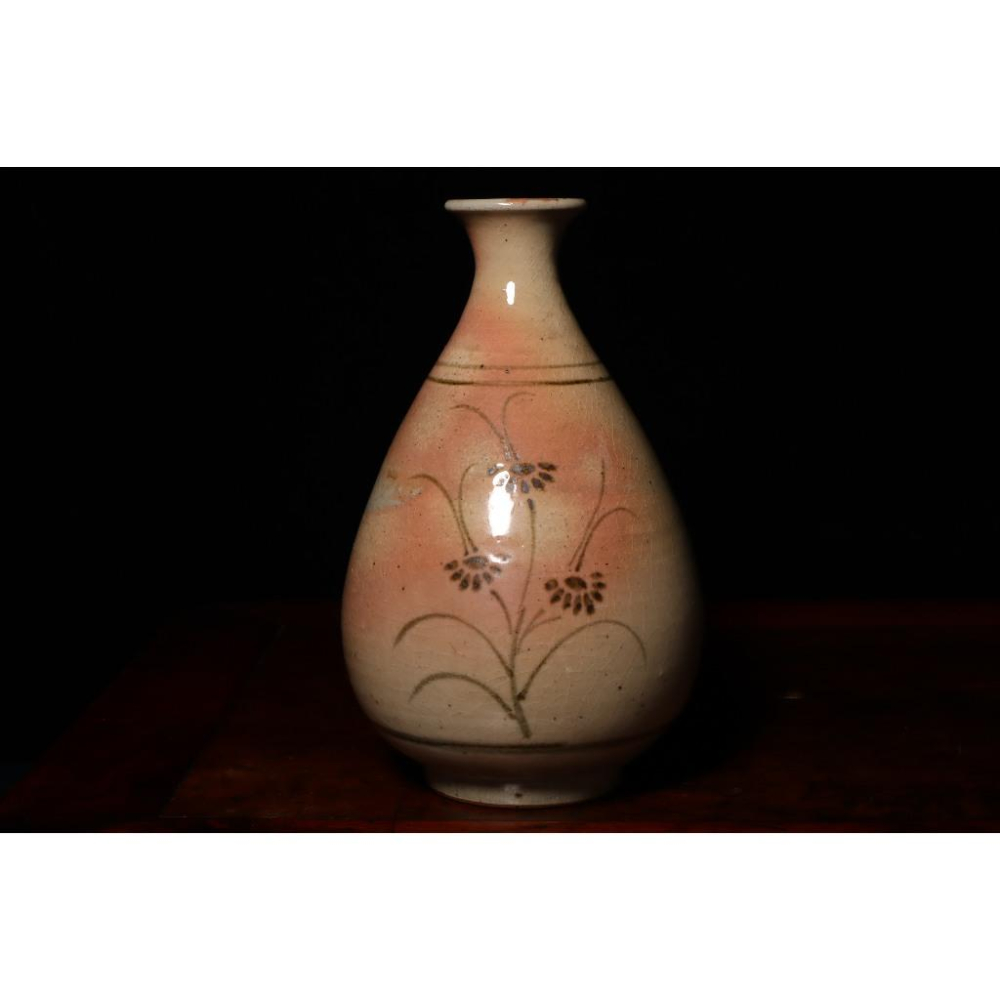 《部町》日本 萩燒鐵繪 天球瓶 花瓶｜抹茶 茶道具 茶道 花道 花藝 神社 京都 古董 茶碗 茶杯-細節圖4