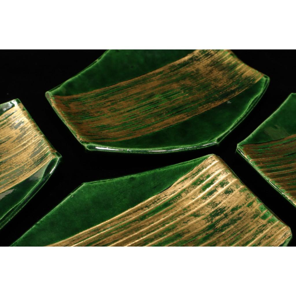 《部町》日本 獨樂燒 吉向款 金箔龜甲 菓子盤 五客 附木箱｜抹茶 茶道具 茶道 花道 花藝 神社 京都 古董 茶碗-細節圖4