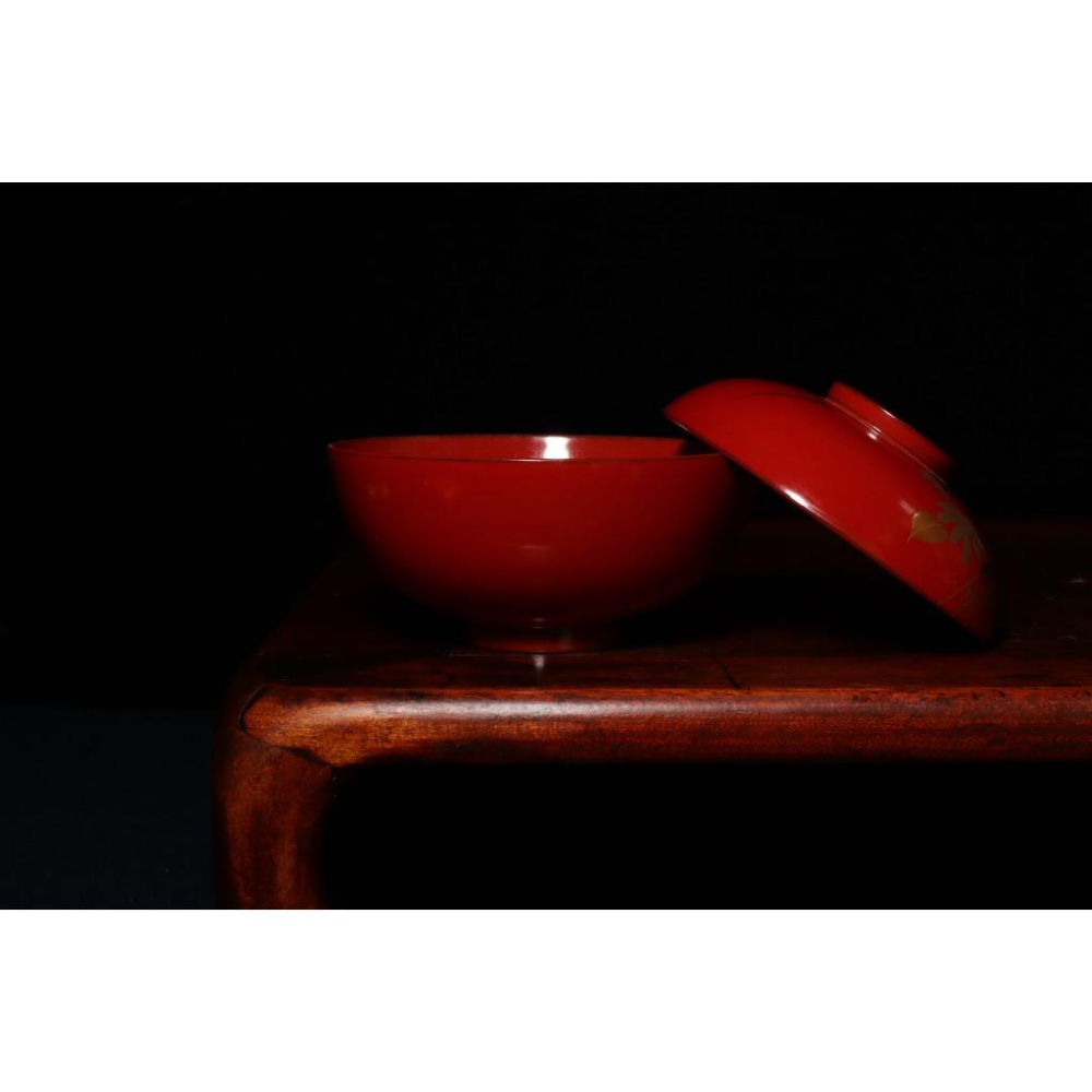 《部町》日本 木胎蒔繪朱漆花草 蓋碗｜抹茶 茶道具 茶道 花道 花藝 神社 京都 古董 茶碗 茶杯-細節圖5