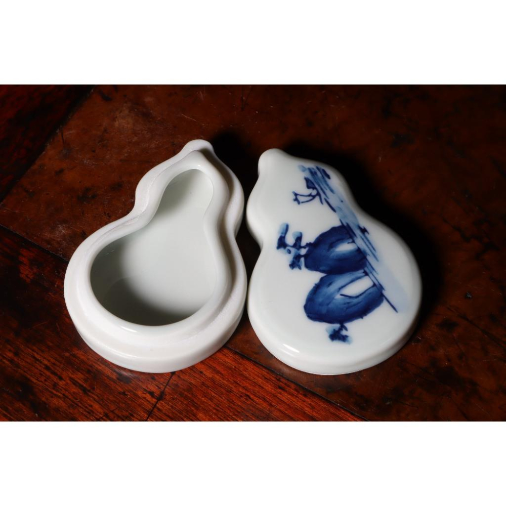 《部町》日本 青花繪葫蘆型香盒｜抹茶 茶道具 茶道 花道 花藝 神社 京都 古董 茶碗 茶杯-細節圖6