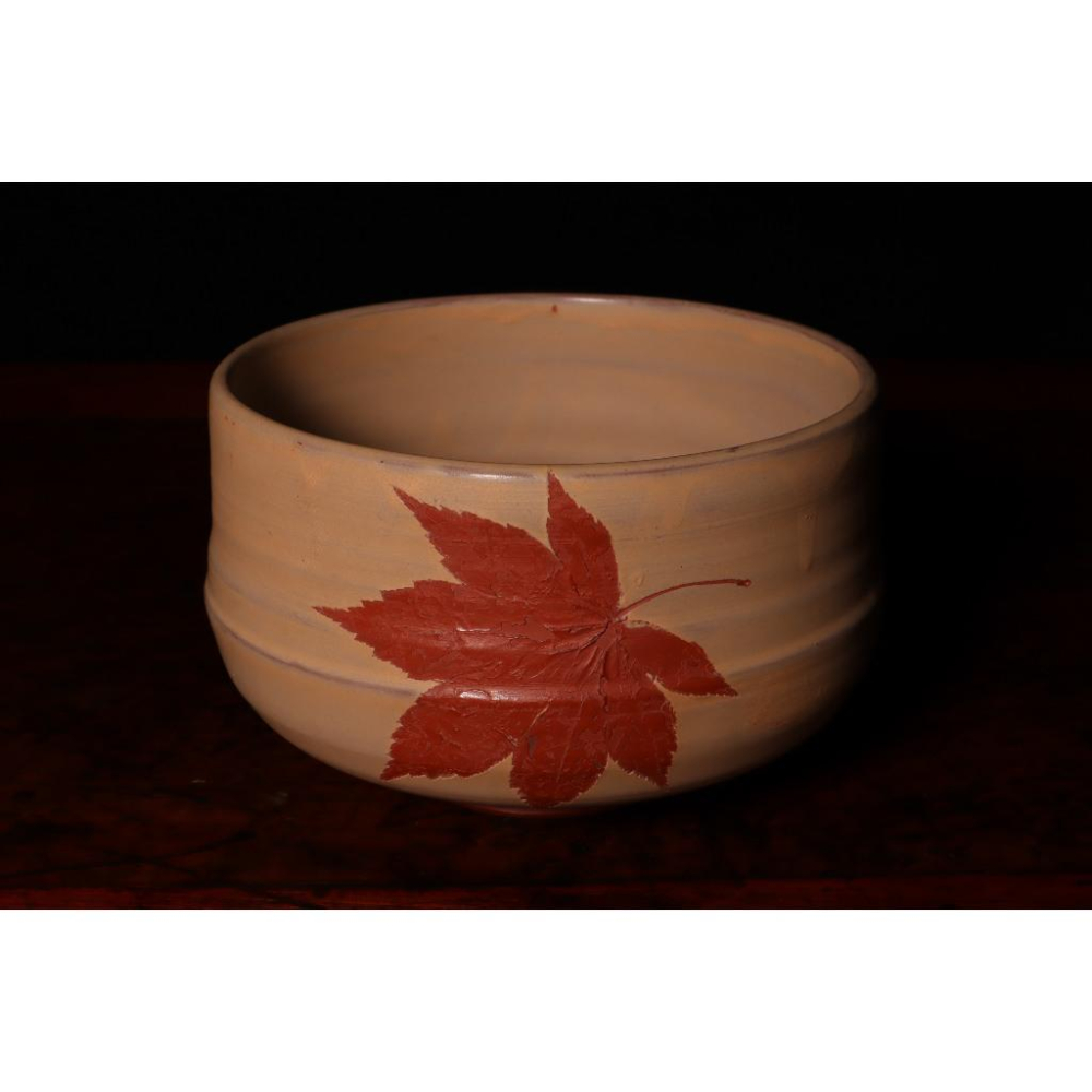 《部町》 日本 常滑燒 朱泥楓葉抹茶碗｜抹茶 茶道具 茶道 花道 花藝 神社 京都 古董 茶碗 茶杯-細節圖4