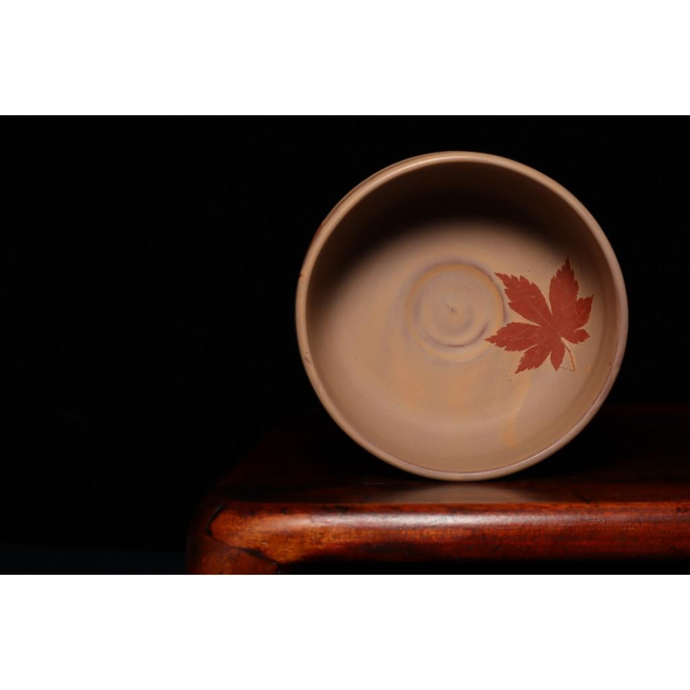 《部町》 日本 常滑燒 朱泥楓葉抹茶碗｜抹茶 茶道具 茶道 花道 花藝 神社 京都 古董 茶碗 茶杯-細節圖5