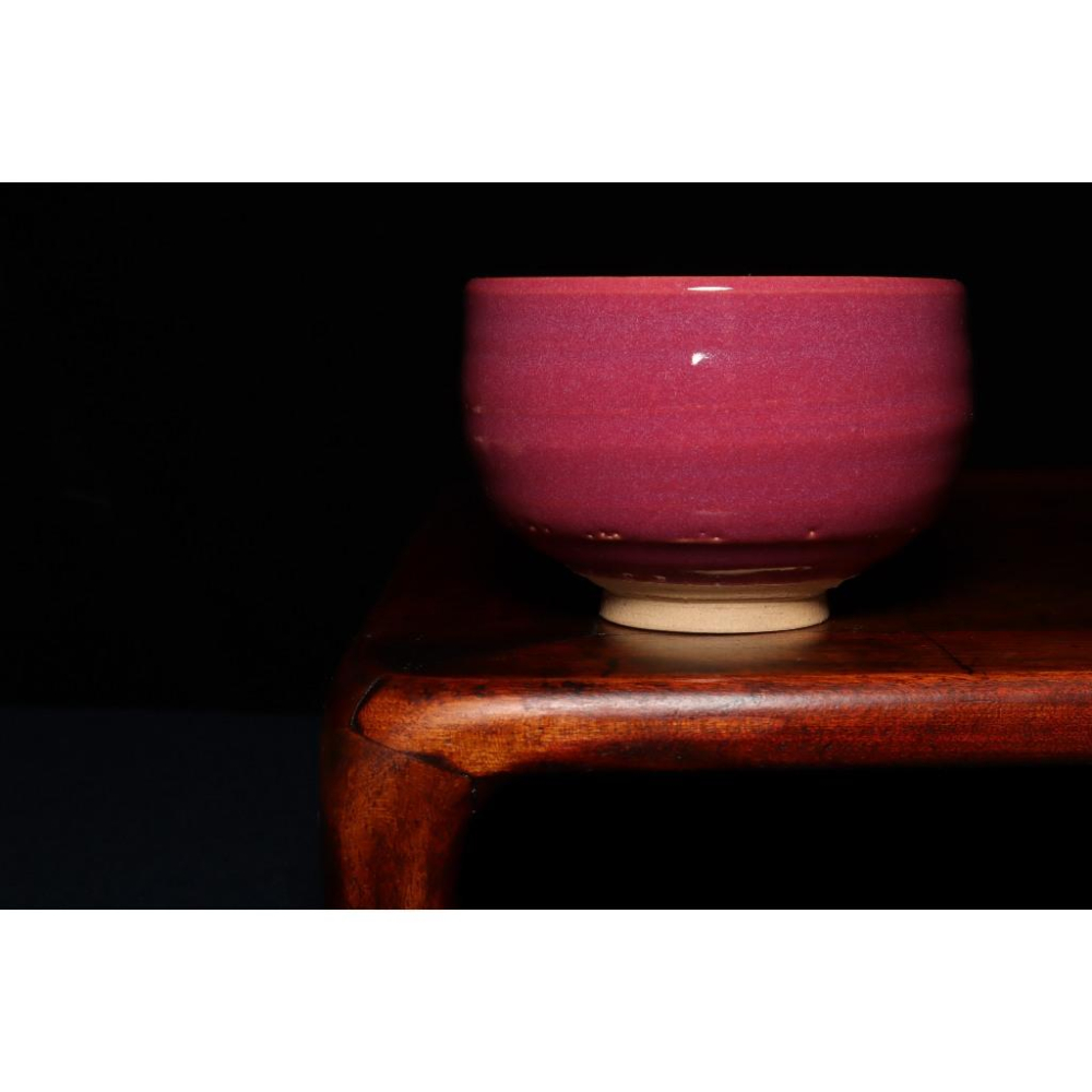 《部町》日本 作家款 菫釉抹茶碗｜抹茶 茶道具 茶道 花道 花藝 神社 京都 古董 茶碗 茶杯-細節圖3