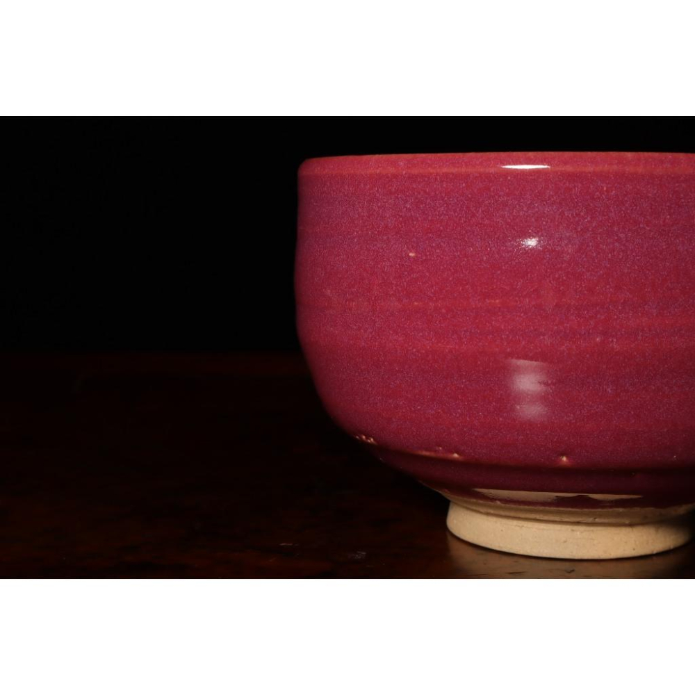 《部町》日本 作家款 菫釉抹茶碗｜抹茶 茶道具 茶道 花道 花藝 神社 京都 古董 茶碗 茶杯-細節圖4