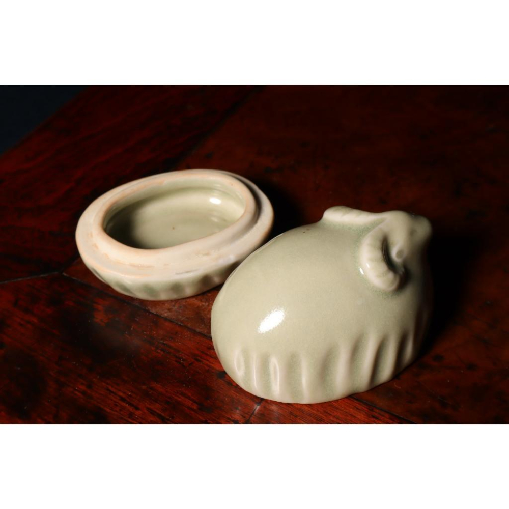 《部町》 日本 古青瓷 干支 羊香盒｜抹茶 茶道具 茶道 花道 花藝 神社 京都 古董 茶碗 茶杯-細節圖5