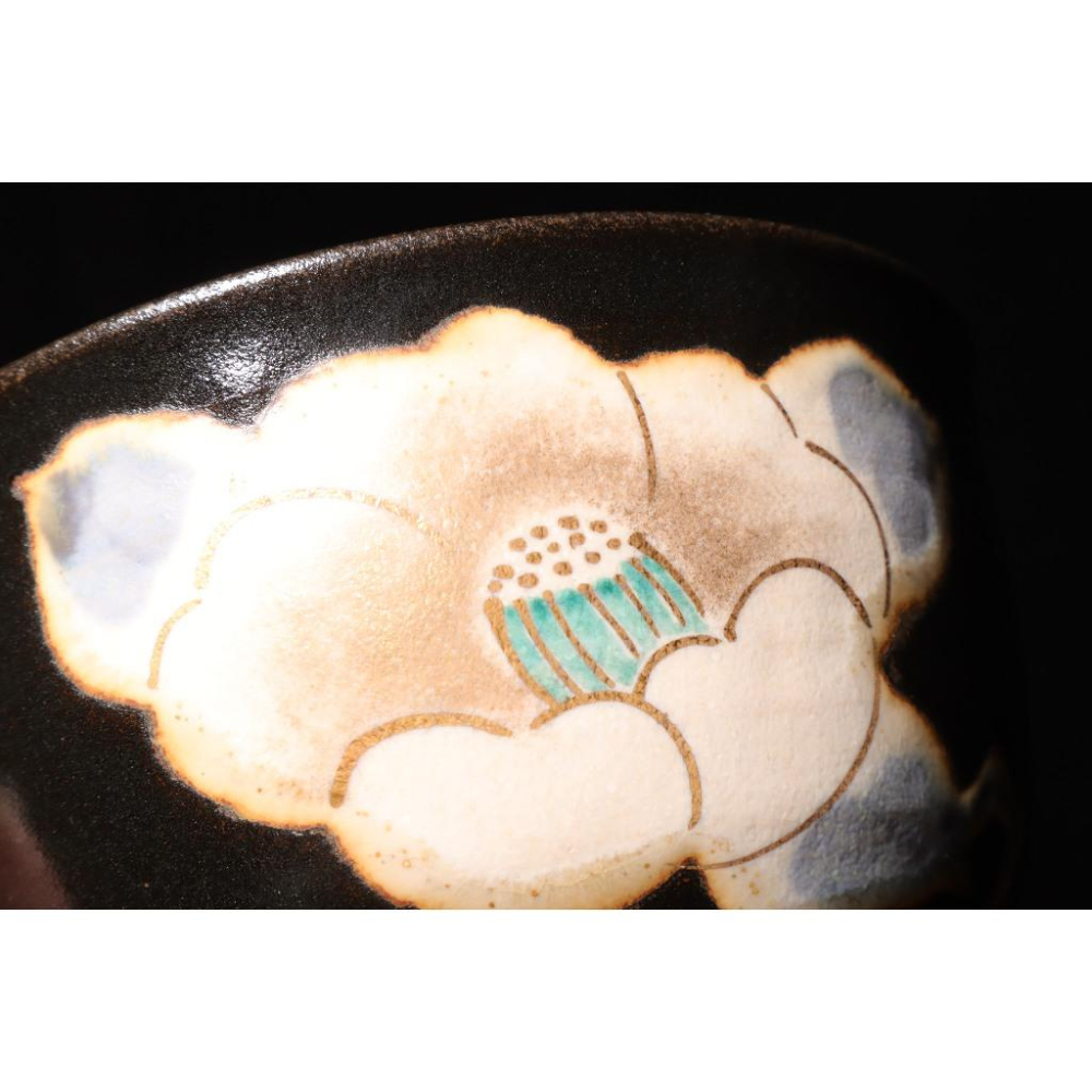 《部町》日本 喜兵衛窯 手繪描金樁花 抹茶碗 附木箱｜抹茶 茶道具 茶道 花道 花藝 神社 京都 古董 茶碗 茶杯-細節圖5
