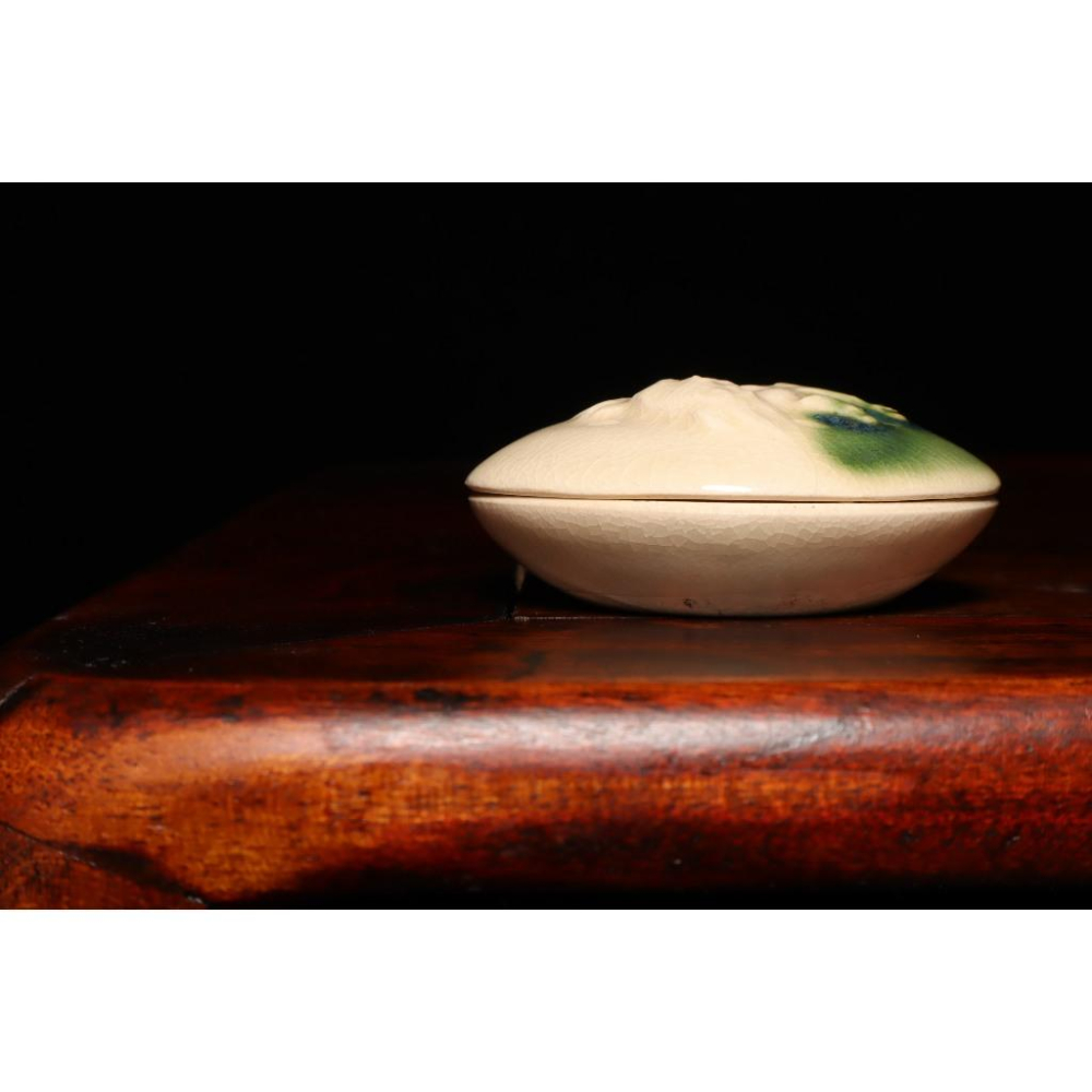 《部町》日本 本願寺 織部獅雕 香盒 ｜抹茶 茶道具 茶道 花道 花藝 神社 京都 古董 茶碗 茶杯-細節圖4