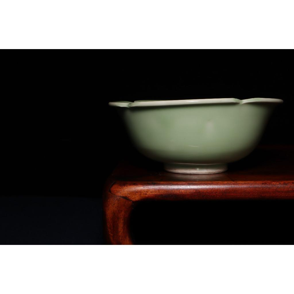 《部町》日本 青瓷 家徽葵口菓子缽｜抹茶 茶道具 茶道 花道 花藝 神社 京都 古董 茶碗 茶杯-細節圖3