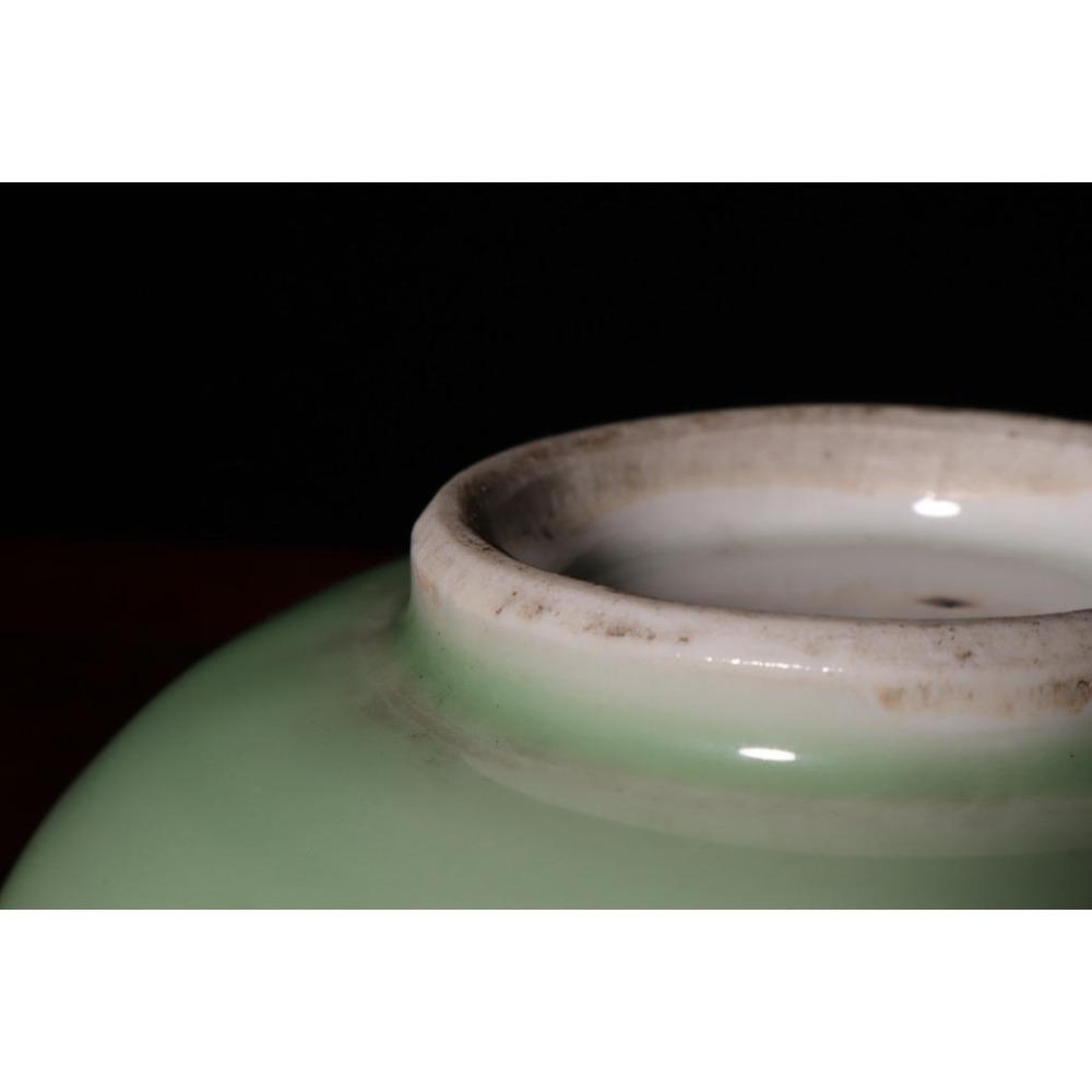 《部町》日本 青瓷 家徽葵口菓子缽｜抹茶 茶道具 茶道 花道 花藝 神社 京都 古董 茶碗 茶杯-細節圖8