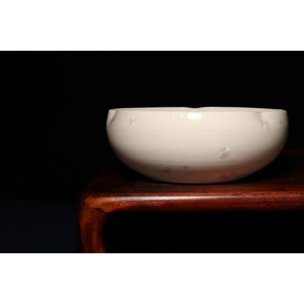 《部町》日本 結晶釉 安德款 白瓷菓子缽｜抹茶 茶道具 茶道 花道 花藝 神社 京都 古董 茶碗 茶杯-細節圖4