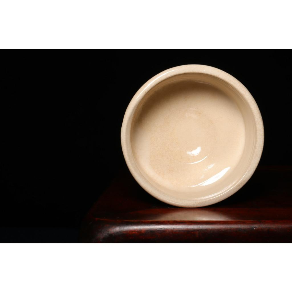 《部町》日本 飽津窯 宮地生成造 繪龍膽 志野抹茶碗 附木箱 原共布｜抹茶 茶道具 茶道 花道 花藝 神社 京都 古董-細節圖4