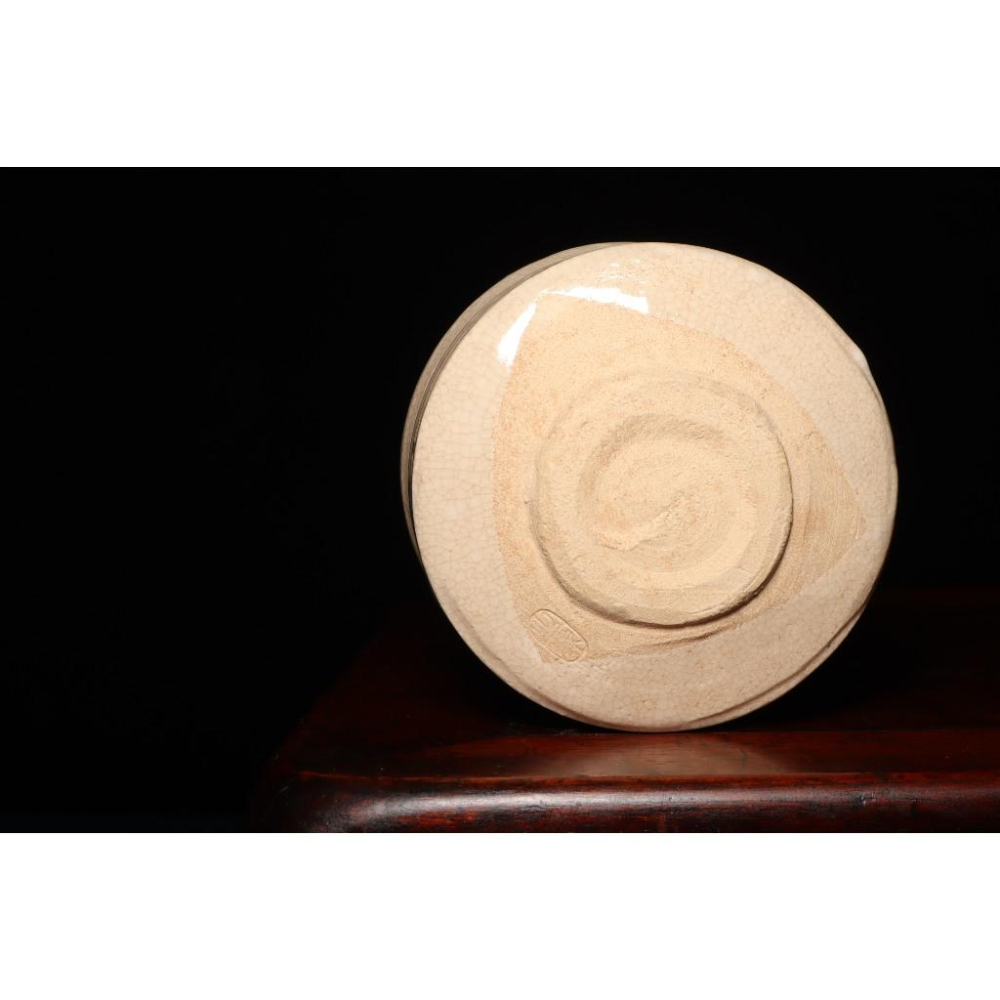 《部町》日本 飽津窯 宮地生成造 繪龍膽 志野抹茶碗 附木箱 原共布｜抹茶 茶道具 茶道 花道 花藝 神社 京都 古董-細節圖5