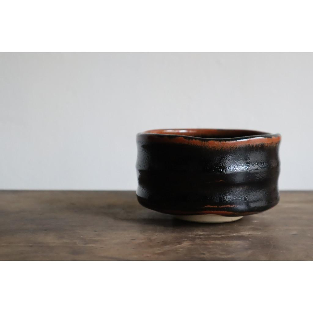 《部町》日本 手造作家款 黑瀨戶 抹茶碗 ｜抹茶 茶道具 茶道 花道 花藝 神社 京都 古董 茶碗 茶杯-細節圖2